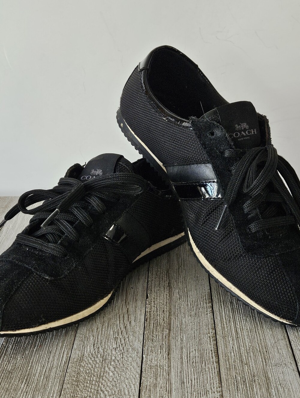 Coach Size 6 (UK 36) Black Womens Laced Casual Dressy Fashion Sneakers Athletic